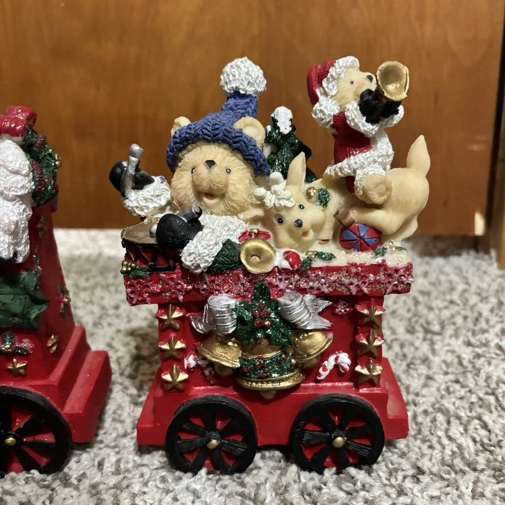 VTG Resin Christmas Train Set Santa Toys Children Presents Original Box